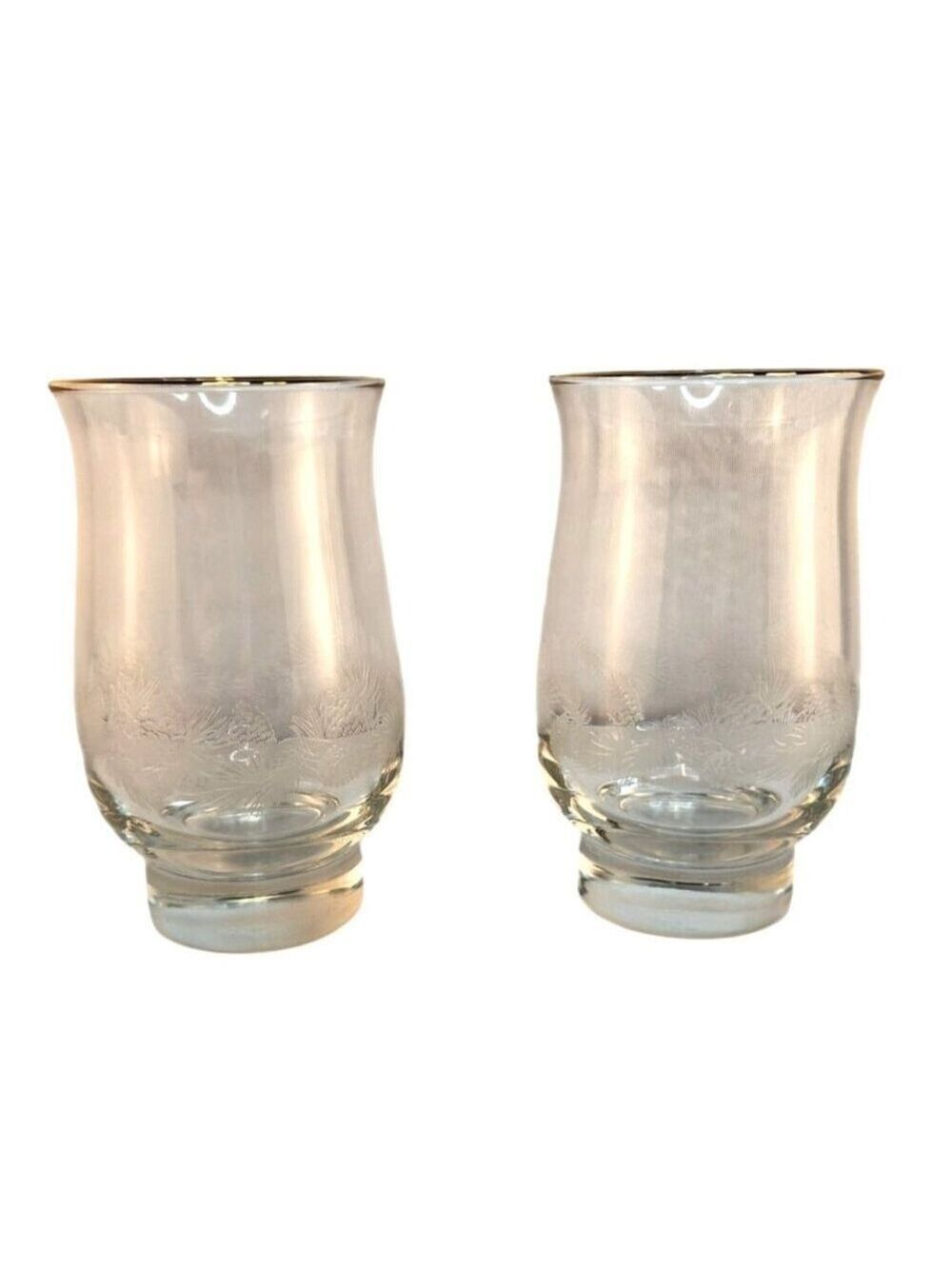 Libbey Frosted Pine Cone Gold Rim Glasses 2 Pc Arbys Christmas Drinkware